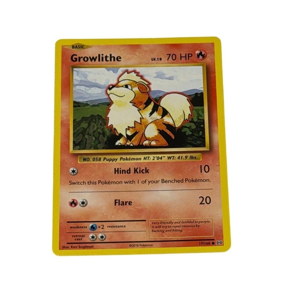 Pokémon Card Growlithe 17/108 XY Evolutions Common Fire Card Basic TCG 2016 70HP